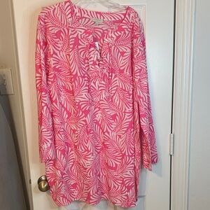 Talbots Pink and White Patterned Blouse